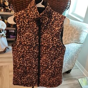 Rue21 Leopard Print Puffer Vest in Brown and Black